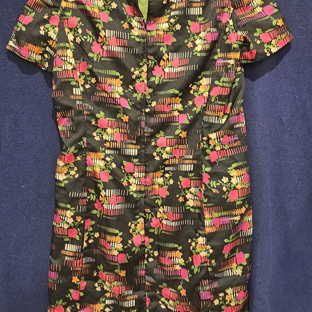 Authentic 1970s Floral Midi Dress, ILGWU Union Made, Size S Eveningwear